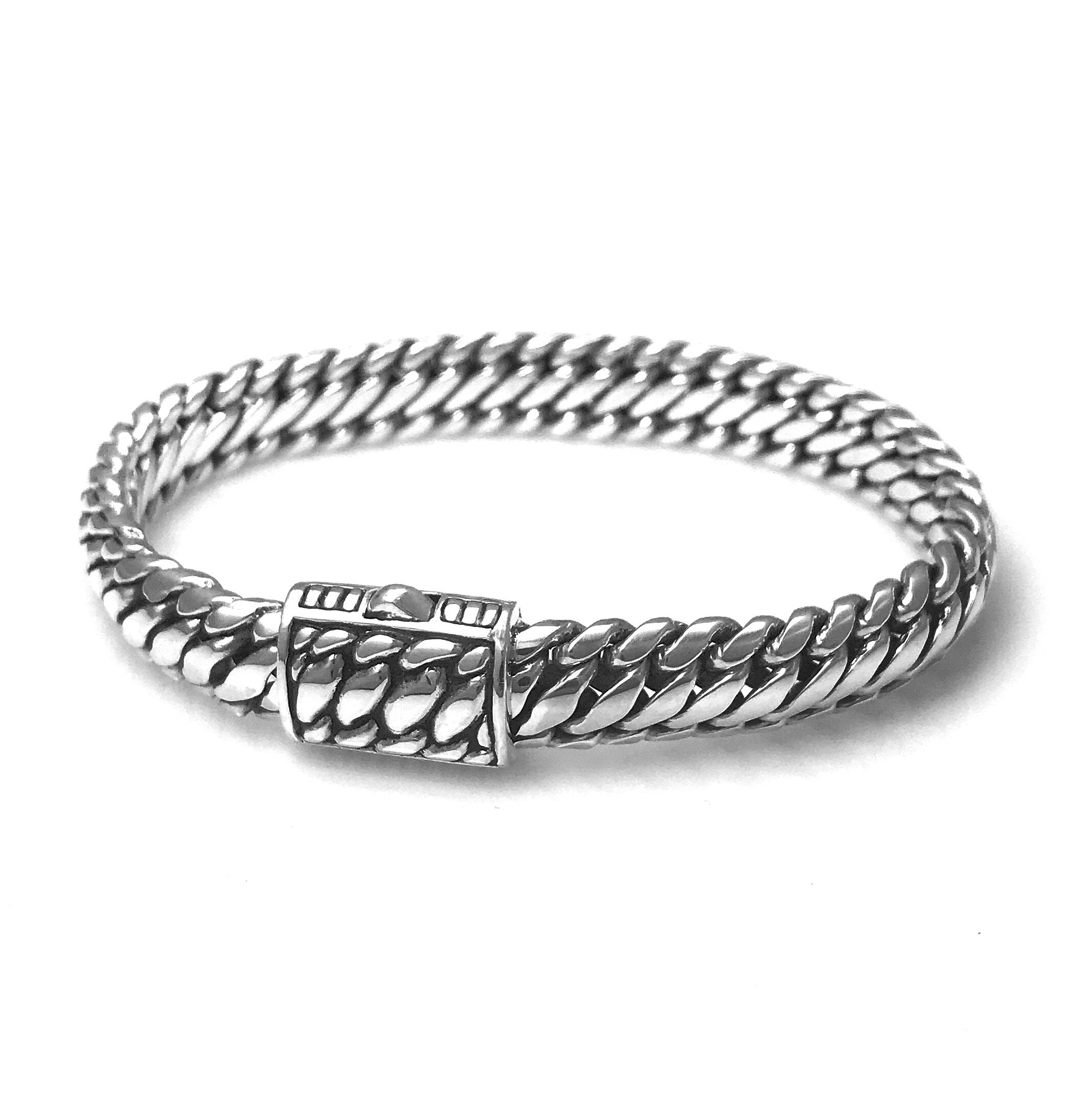 GARNI シルバー Mix Chain Bracelet Garni 925 Sterling Silver Handmade Men's Wheat Link Masis