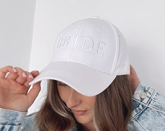White bride cap - embroidered bride white hat hen do bridal party bachelorette accessories team bride neutral baseball cap women’s