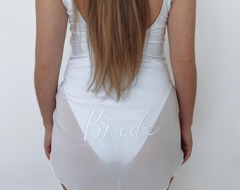 Bride embroidered beach sarong Personalised bride Beach cover up bride kaftan Bride Beach wrap Bridal Sarong White mesh hen do coverup