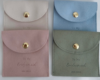 Bridesmaid jewellery gift box and pouch maid of honour wedding present bridal party sage green gift bride pink bracelet box jewellery box