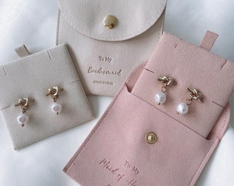 Bridesmaid pearl gold knot Earrings bridesmaid earrings maid of honour gift bridesmaid proposal necklace bridal party bracelet
