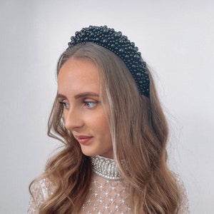 Pearl headband - wedding hairband black Pearl embellished head piece accessories hair elegant Alice band statement bride bridesmaid