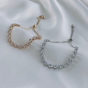 Sliver rhinestone bracelet gold diamonte bracelet diamond jewellery bridesmaid gift for her friendship bride gemstones crystal bracelet