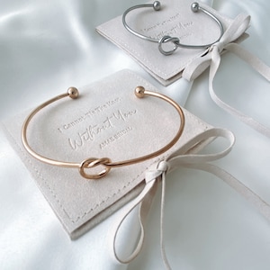 Bridesmaid bracelet maid of honour jewellery pouch bridal gift knot bangle silver necklace gold diamond bracelet bridesmaid jewellery gift