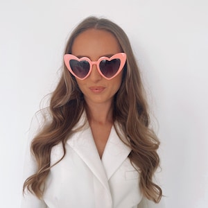 Pink heart shaped sunglasses - bride sunglasses bride accessories heart sunnies heart glasses love glasses bridal sunnies hen do gift