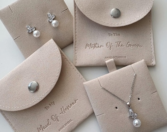 Bridesmaid pearl Earrings 925 sterling silver diamonte earrings maid of honour gift bridesmaid proposal necklace bridal party bride bracelet