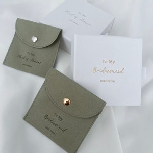 Sage green Bridesmaid jewellery gift box and pouch maid of honour wedding present bridal party gift bride earrings bracelet box jewellery