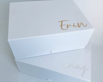 Personalised White Gift Box large Magnetic gift box bridesmaid proposal box birthday gift box present maid of honour gift wrap bridal boxes