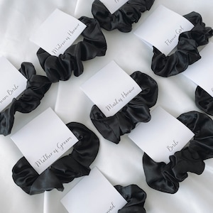 Black satin bridesmaid Satin Scrunchie Hair Tie Satin gold bridesmaid gift bridal party bridesmaid favour maid of honour scrunchies hair