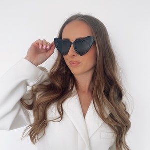 Black heart shaped sunglasses - bride sunglasses bride accessories heart sunnies heart glasses love glasses bridal sunnies hen do gift