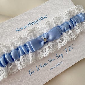 Something blue garter something blue gift for the bride garter wedding day gift bridal lingerie blue garter bride gift lace garter keepsake image 3