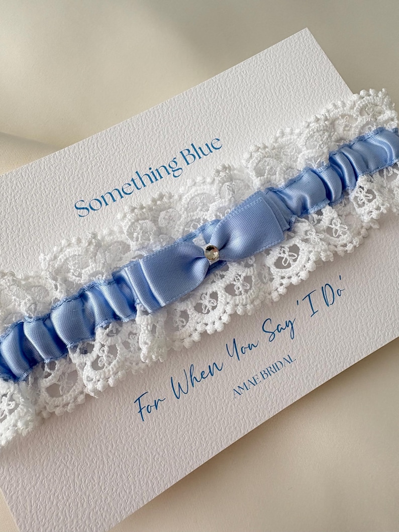 Something blue garter something blue gift for the bride garter wedding day gift bridal lingerie blue garter bride gift lace garter keepsake image 3