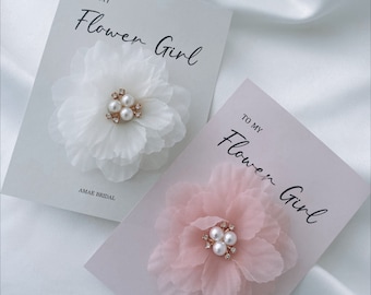 Bloemenmeisje haarspeld bloemenmeisje cadeau bruidsfeest huwelijkscadeau bruidsmeisje gunst bloemenclip haarspeld roze beige bloem haaraccessoire
