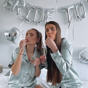Personalised sage green satin pyjamas bridesmaids personalised pjs satin nightwear bridal party wedding birthday christmas gift shorts