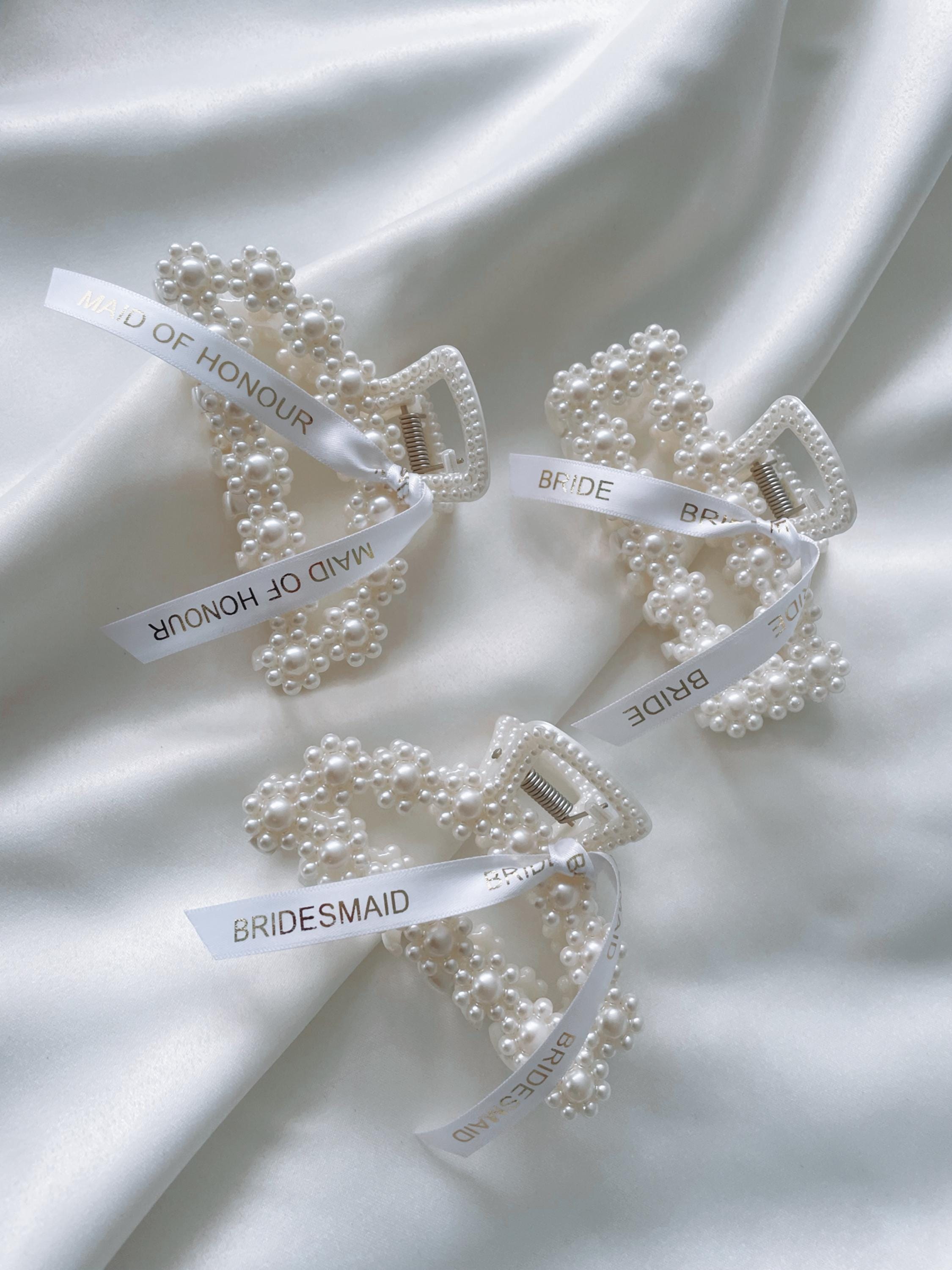 Bridesmaid Pearl Claw Clip Bridal Hair Clip Faux Pearl 