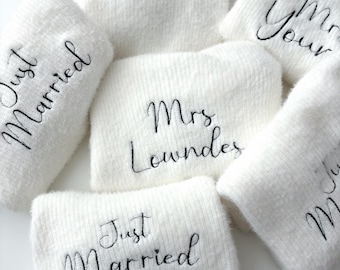 Embroidered just married cardigan wedding shrug personalised wedding flower girl cardigan fluffy jumper cover up bride jacket wedding knit