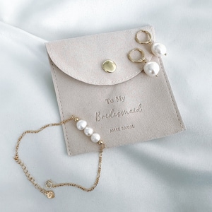 Bracciale damigella d'onore in argento sterling, perle d'acqua dolce, gioielli damigella d'onore, regalo nuziale, orecchini, bracciale, gioielli damigella d'onore