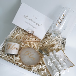 Personalised Bridesmaid Proposal Gift Box Maid of Honour gift gold bridesmaid gift Bridal Party present wedding hen party gift set gold hair
