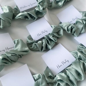 Sage green bridesmaid Satin Scrunchie Hair Tie Satin gold bridesmaid gift bridal party bridesmaid favour maid of honour  scrunchies mint