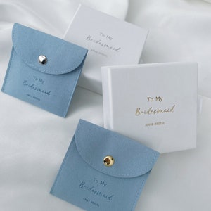 Blue Bridesmaid jewellery gift box and pouch maid of honour wedding present bridal party sage gift bride earrings bracelet box jewellery box