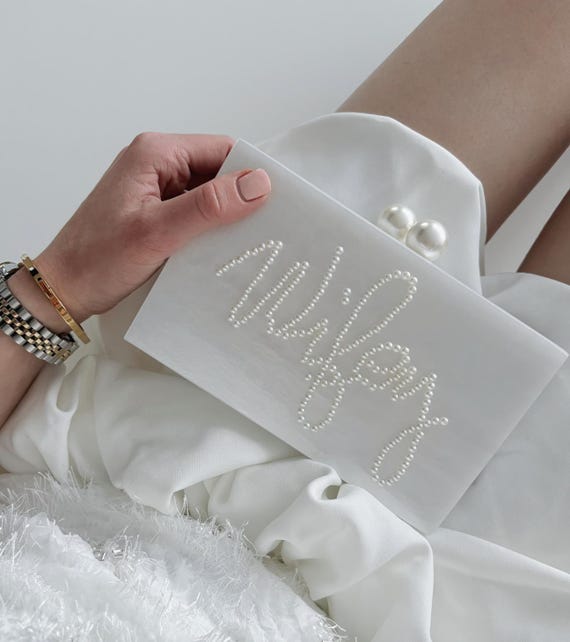 Pearl Wifey bag Pearl bride bag Wedding Day clutch Bridal Evening bag bridal Accessory hen do bag