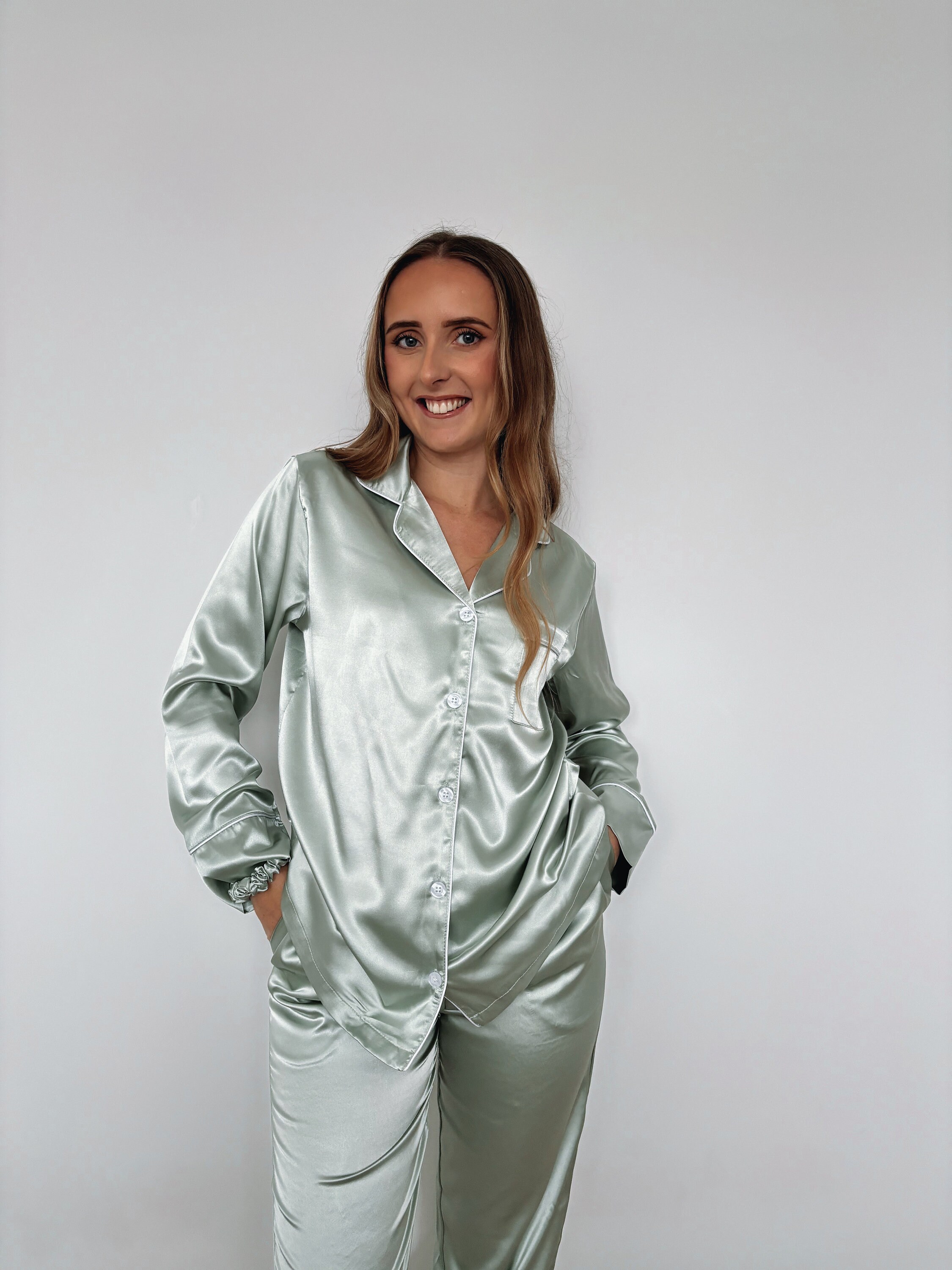 Sage satin pyjamas hotsell