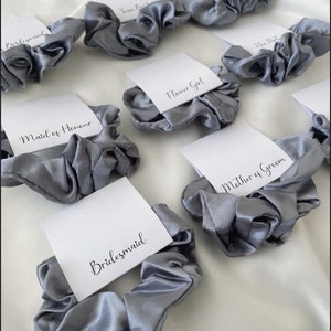 Dusty Blue bridesmaid Satin Scrunchie Hair Tie Satin bridesmaid gift bridal party bridesmaid favour maid of honour scrunchies hair petrol