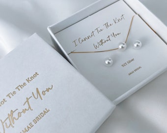 Bridesmaid sterling silver pearl necklace and pearl earring set maid of honour gift bridesmaid proposal gift bridesmaid jewellery thank you
