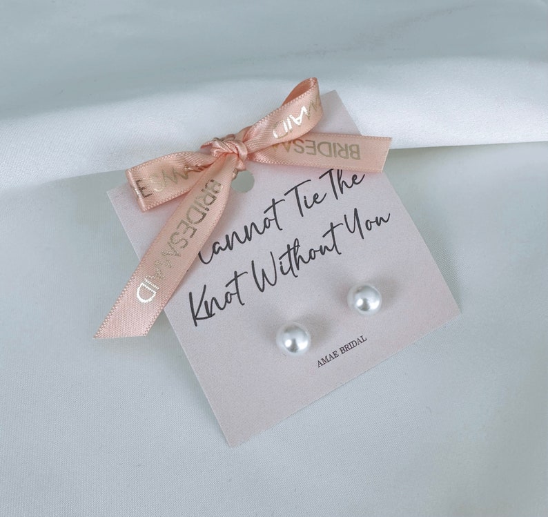 Bridesmaid pearl earrings bridesmaid gift maid of honour present jewellery silver earrings sage green wedding bridal party jewlery pink image 4