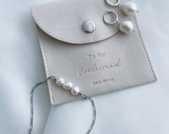 Sterling silver Bridesmaid bracelet fresh water pearl maid of honour jewellery bridal gift earrings bracelet bracelet bridesmaid jewellery