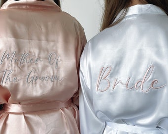 Personalised Pink Bridesmaid Robes embroidered satin bridal robe dressing gown pyjamas bridesmaid gift maid of honour bride wedding Dusty