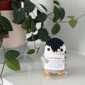 Positive Crochet Penguin, Handmade Crochet Animals, Emotional Support Gift, Birthday Gift Idea for Friends and Family, Thinking of You Gift