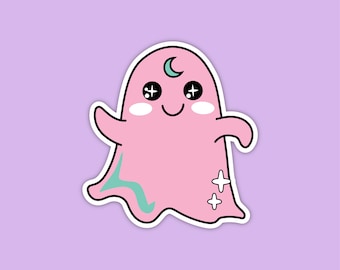 Spooky Ghost Sticker | Pink Ghost | Journal Sticker | Pastel Goth Sticker | Spooky Pastel | Halloween Sticker | Laptop Sticker
