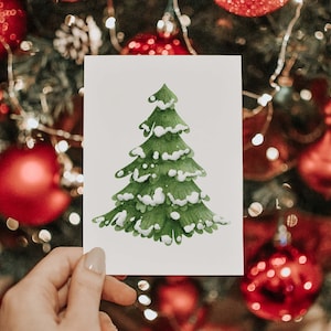 Christmas Card Pack, Set 12 holiday cards, Winter tree greeting cards, Winter illustration, Woodland art print, Winter art print