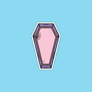 Spooky Coffin Sticker | Pink Coffin | Journal Sticker | Pastel Goth Sticker | Spooky Pastel | Halloween Sticker | Laptop Sticker