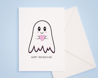 Happy Mother's Day Card | Spooky Card | Mothers Day Card | Greeting Card | Motherhood | Mom | Ghost Card | Love Heart | Holiday Card