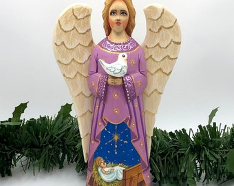 Wooden Angel, Nativity Scene, Handmade, Christmas Angel