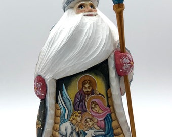 Santa Claus, Nativity Scene, wood, handmade, hand painted