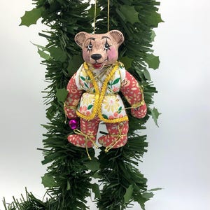 クマの人形、クリスマスの飾り、手作り、磁器人形