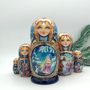 Traditional nesting dolls, Signature Collection, Stacking dolls, handmade, set with 5 dolls, Matryoshka, Babushka