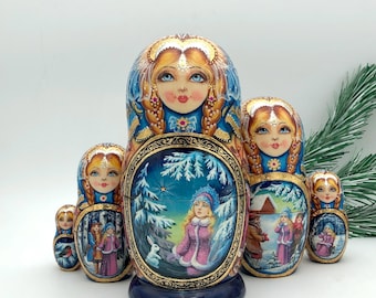 Traditional nesting dolls, Signature Collection, Stacking dolls, handmade, set with 5 dolls, Matryoshka, Babushka