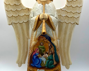 Wooden Angel, Nativity scene, Christmas Angel, handmade