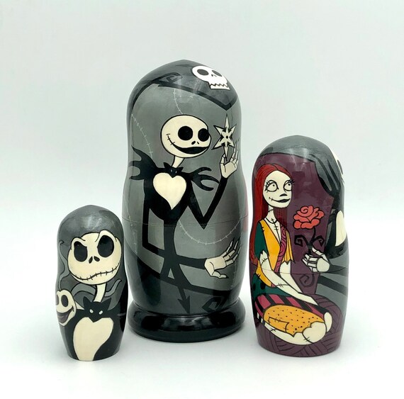 The Nightmare Before Christmas Inspired Nesting Dolls 5 5 Height 14cm Stacking Dolls Matryoshka Babushka Jack Skellington Sally Etsy
