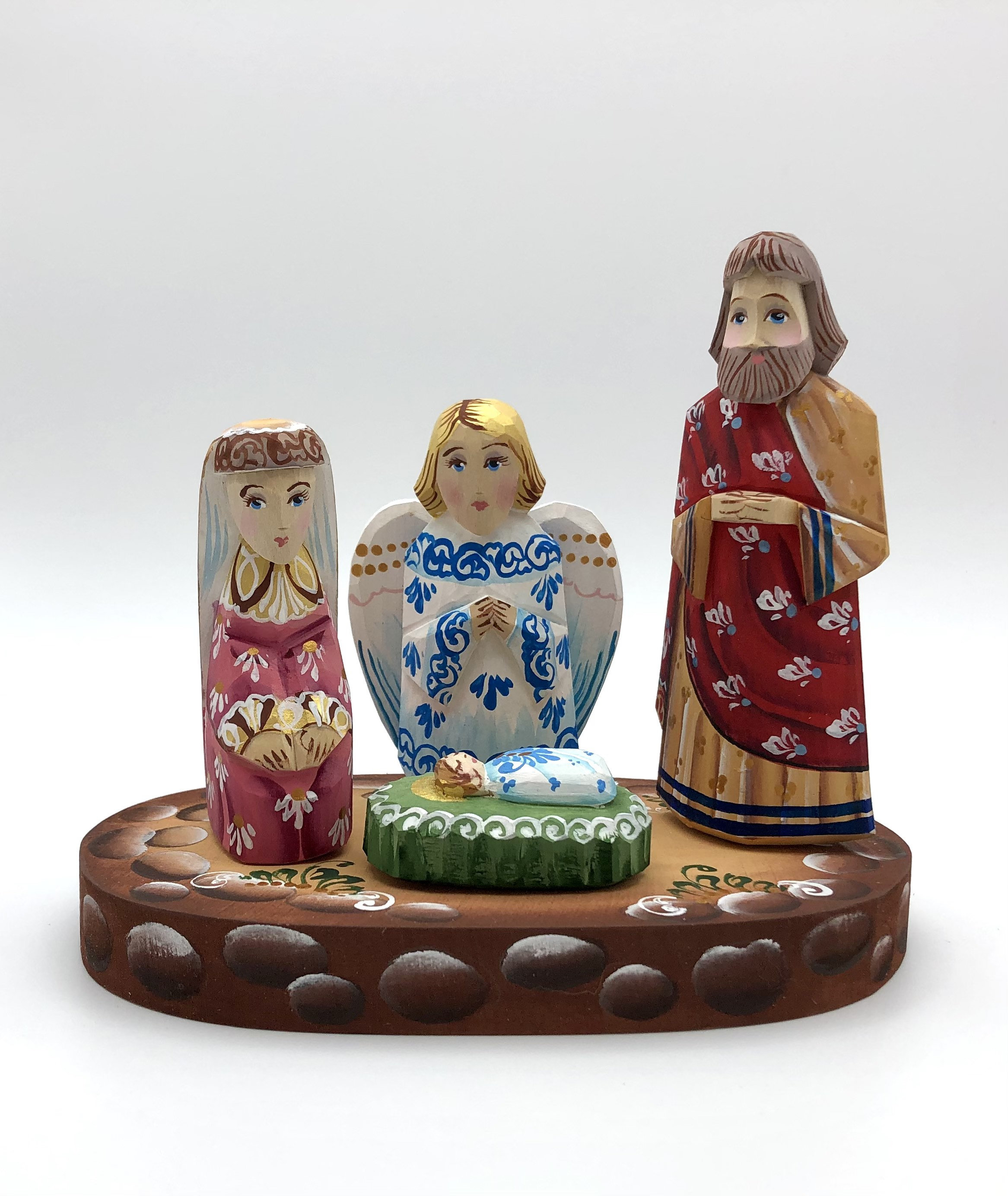 Nativity set, wood, handmade, hand painted