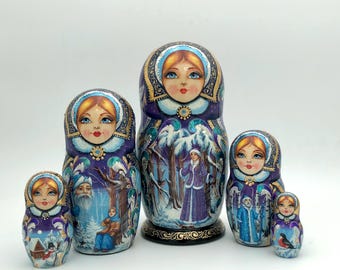 Traditional nesting dolls, Stacking dolls, Signature Collection, handmade, set with 5 dolls, Matryoshka, Babushka