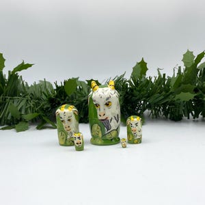 Miniature nesting dolls, “Goat”, Stacking dolls, handmade, set with 5 dolls, Matryoshka, Babushka