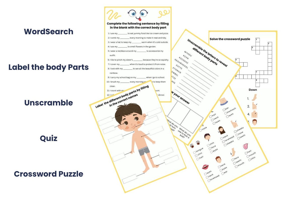 Human Body Parts Vocabulary Pack | Games & Activities | ESL ELL ...