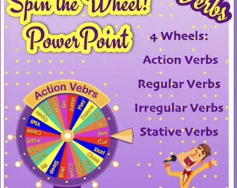 Spinning Verb Rad Power Point | Bearbeitbare digitale Aktivität PPTX ( 4 Räder )