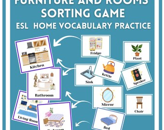 Möbel und Räume Sortierspiel für ESL & EFL | Home Vokabelaktivität