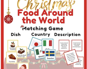 Weihnachtsessen auf der ganzen Welt | Kulturelle Speisen Memory-Spiel | ESL Geographie & Wortschatz